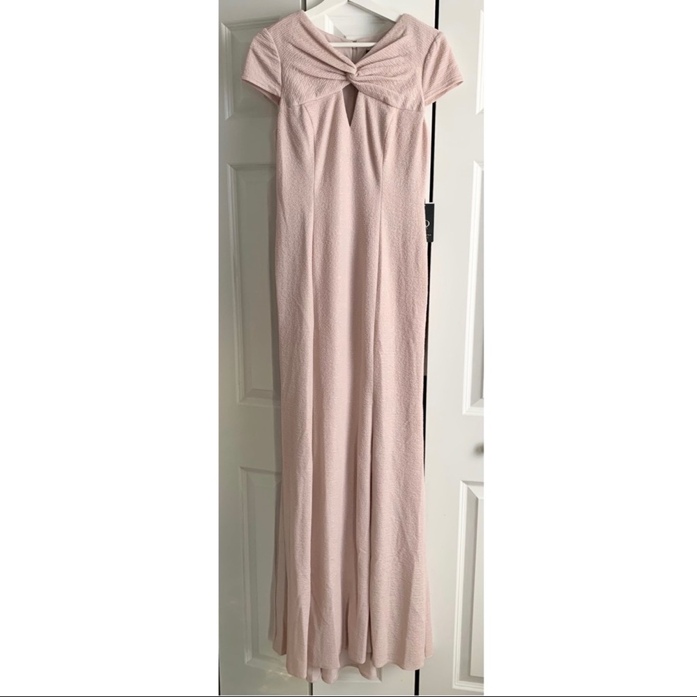 Adrianna Papell Blush Metallic Knit Formal Dress - Picture 4 of 10